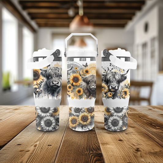 30oz Stainless Steel Tumblers - Yellow Highland Cow