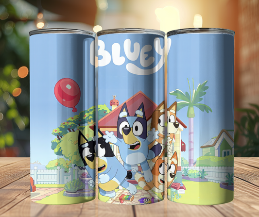 20oz Tumbler - Bluey with Red Balloon