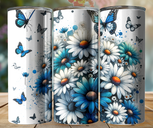 20oz Tumbler - Butterflies and Daisies